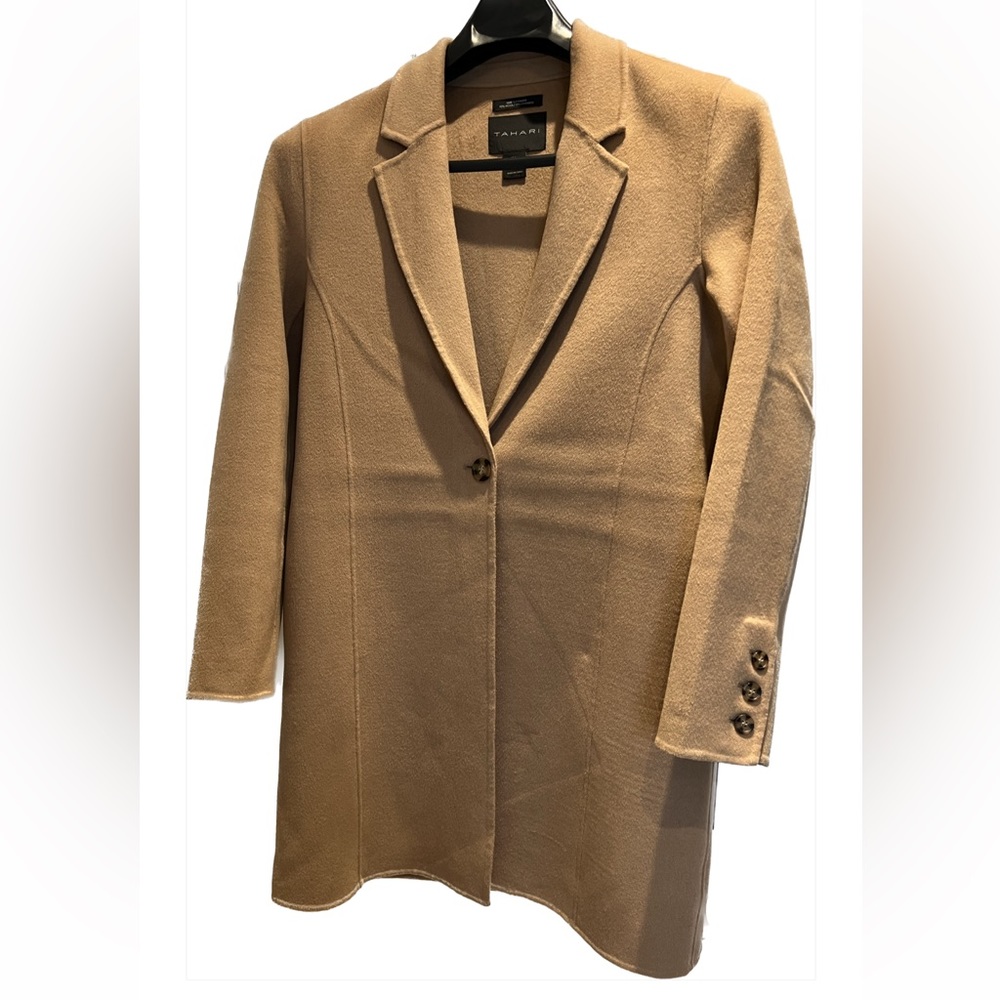 Tahari Camel Luxe Cashmere Coat Size L